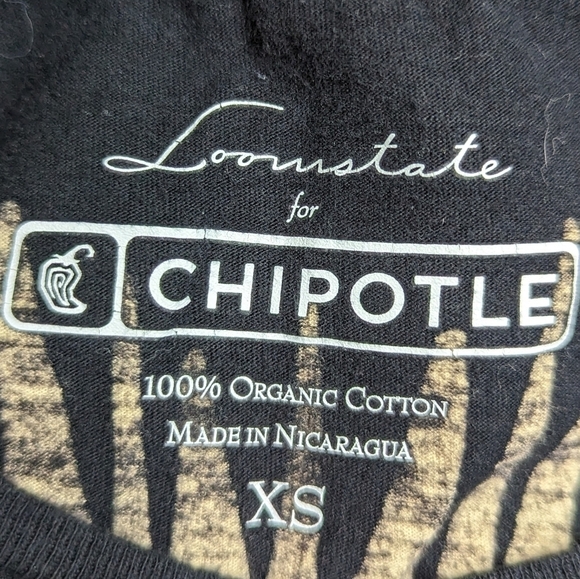 Loomstate for Chipotle Viva la Revolution Bleached Tee Sz XS - Picture 7 of 9